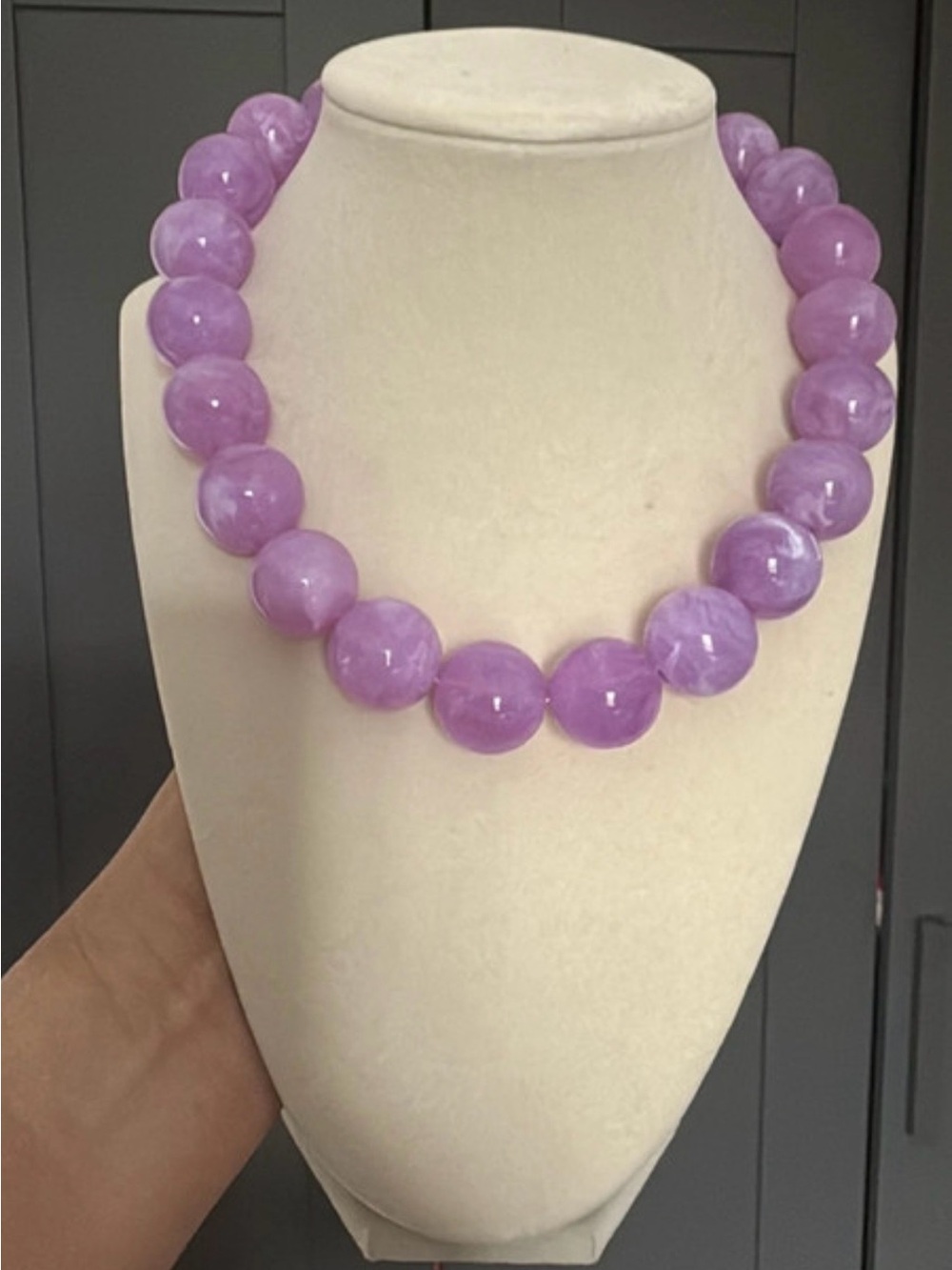 Lavender Beaded Statement Necklace - Women Jewelry